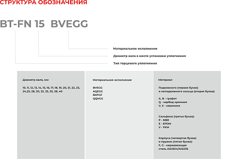 Торцевое уплотнение BT-FN 35 BXPGF в Воронеже фото