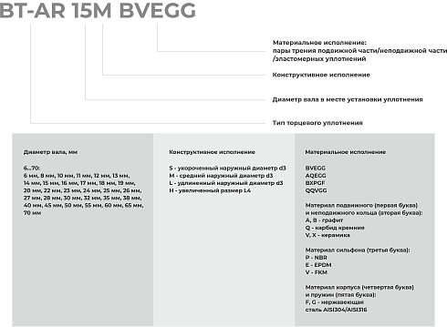 Торцевое уплотнение BT-AR 70 QQVGG в Воронеже фото